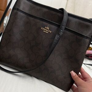 Coach Dark Brown Signature Shoulder Bag